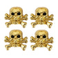 Set of four gold skull tire valve cap covers with black eyes
