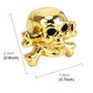 Gold skull tire valve cap cover with size markings: 2.4cm x 1.8cm