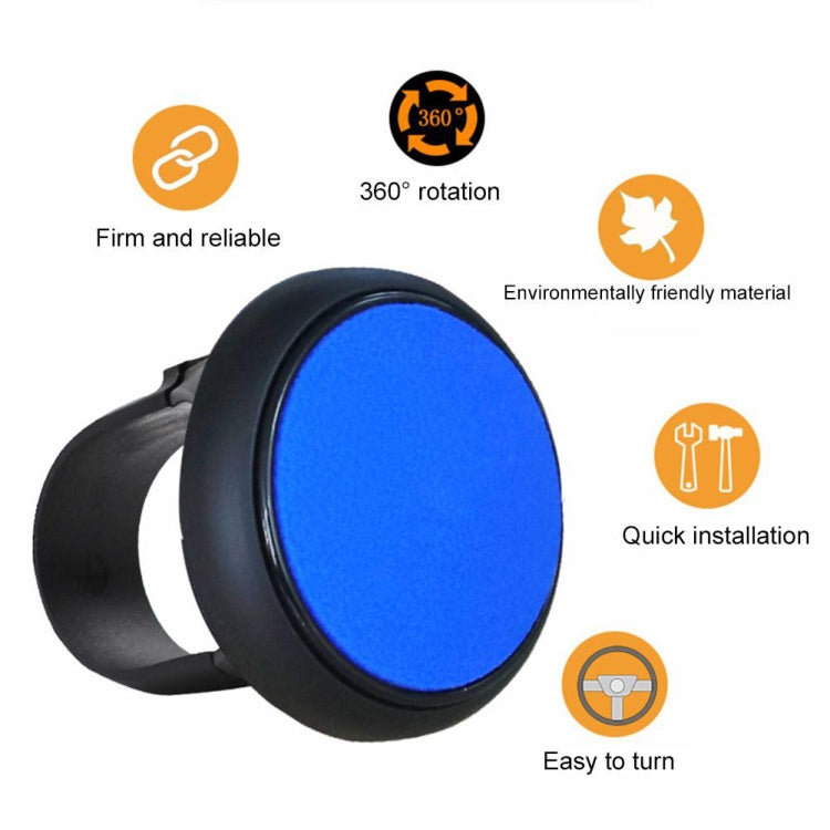 Blue steering wheel auxiliary booster ball with round pad and black base mount