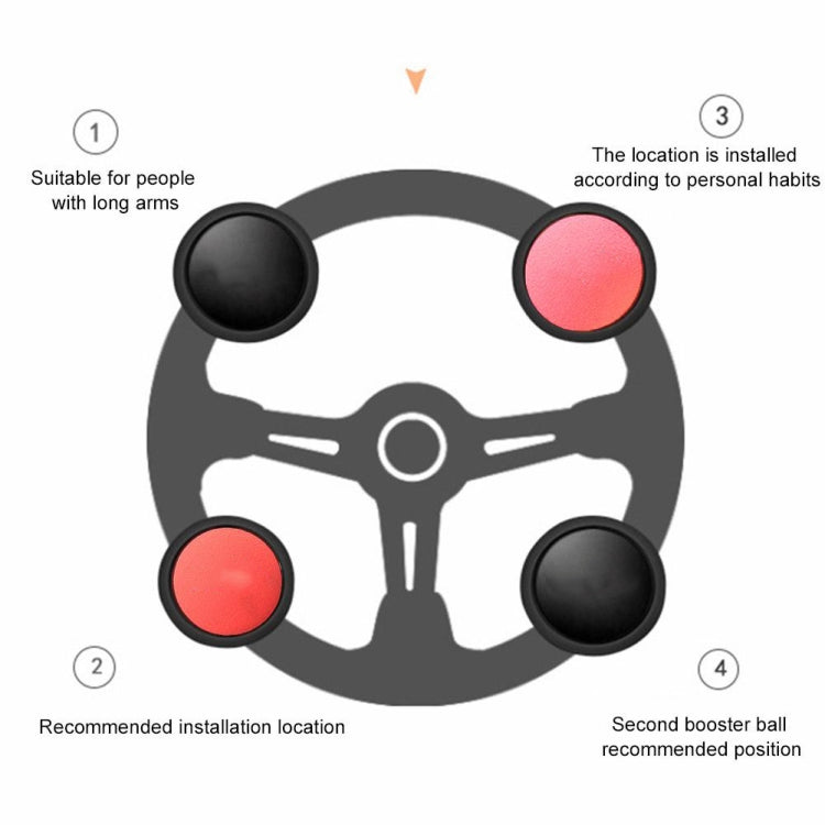 Steering wheel booster ball guide showing multiple booster ball positions on steering