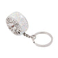 Sparkly rhinestone car wheel charm key ring with silver chain and round split ring