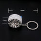 Rhinestone car wheel keychain key ring, 90mm length and 17mm width, silver split ring