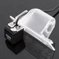 Car rear view backup camera with clear mounting cover and black connector module