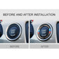 Start/stop engine button ring trim, carbon fiber look with blue/red stripes