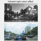 Infrared night vision view of cars on a road, shown on camera screen