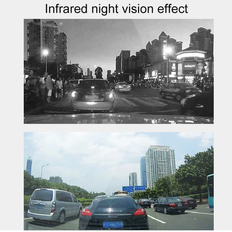Infrared night vision view of cars on a road, shown on camera screen