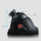Black car rear camera module with red indicator light and angled lens housing