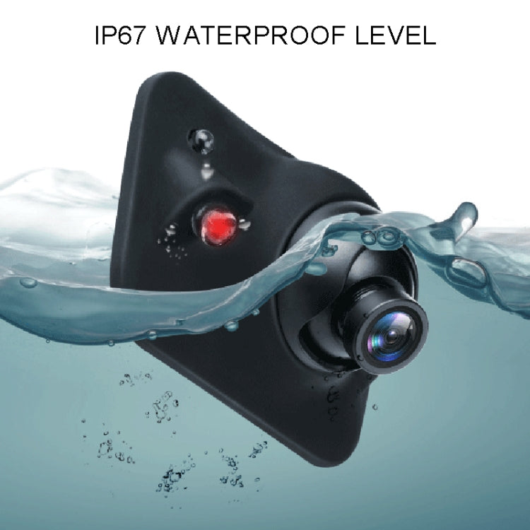 Waterproof black rear view camera module with red indicator and protected lens