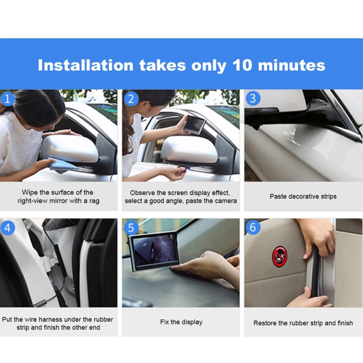 Car rear view camera installation guide showing step-by-step setup photos