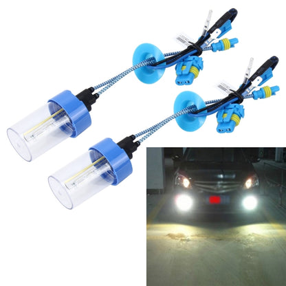 Pair of HID xenon bulbs with blue caps and braided wiring connectors, 880/881 style