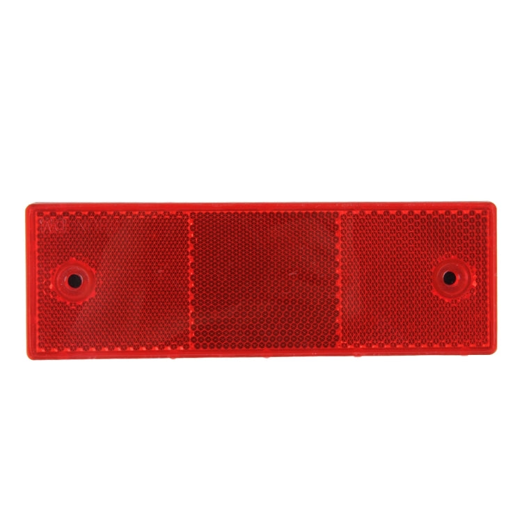 Red rear bumper warning reflector sign with two round mounting holes