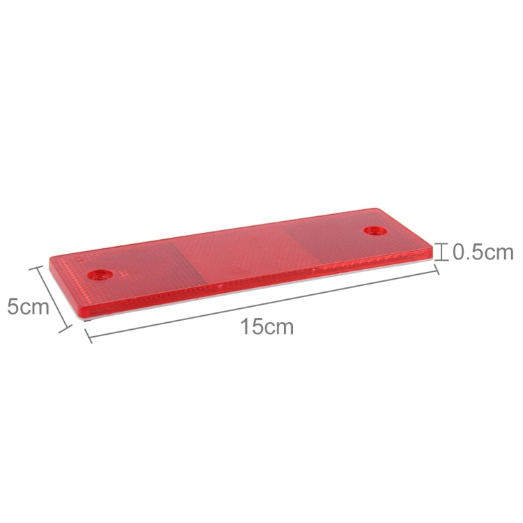 Red rear bumper reflector sign, 15x5cm, two screw holes