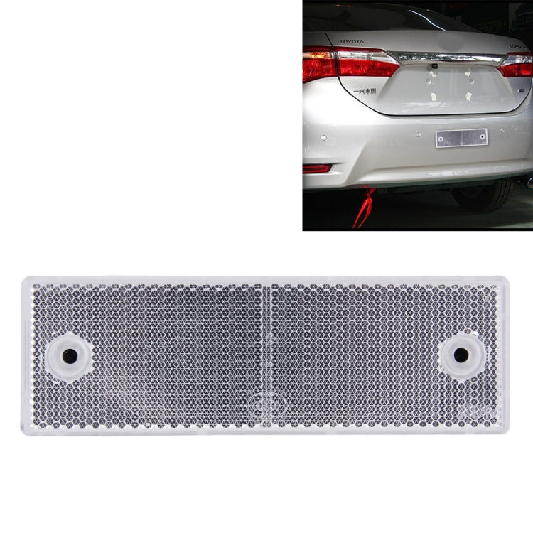 White rectangular rear bumper reflector sign with two mounting holes