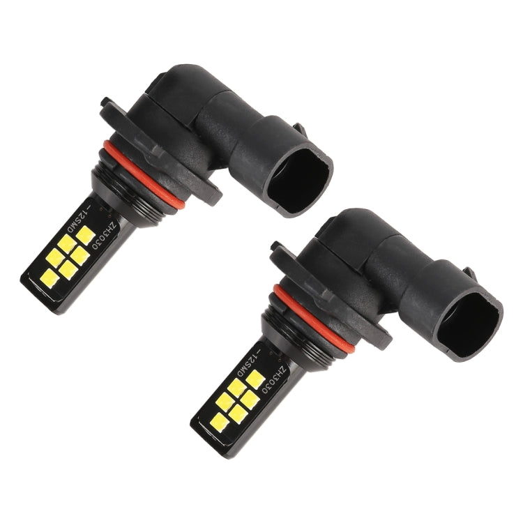 Pair of 9005 LED fog light bulbs with black connector and 12 SMD LED chips