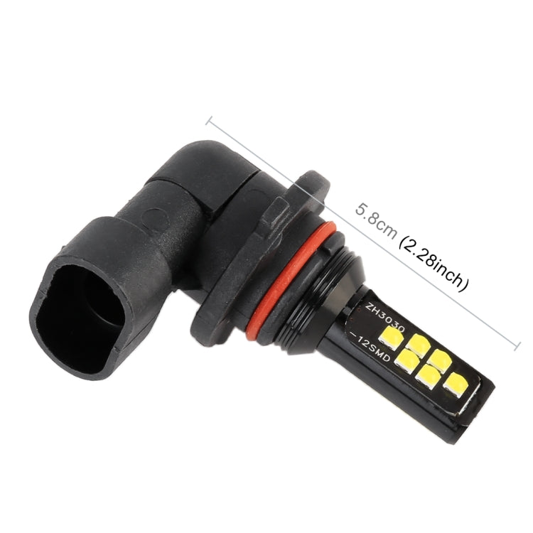 9005 LED fog light bulb with black socket and 12-SMD LED module, angled
