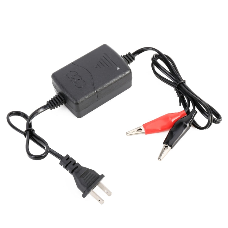 12V battery charger adapter with US plug and red/black alligator terminal clips