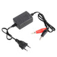 12V battery charger kit with EU plug, black cables and red/black clamp leads