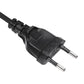 EU two-pin plug on black cable for 12V battery charger with molded connector