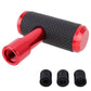 Red T-shaped gear shift knob with black perforated grip plus threaded mounting pieces