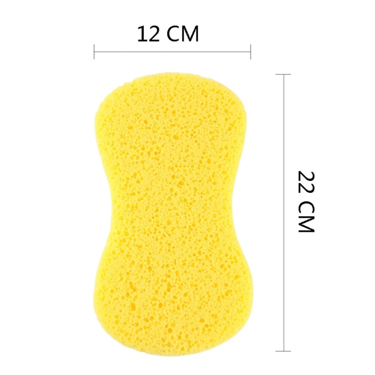 Yellow porous macropore cleaning sponge, teardrop shape, compact size