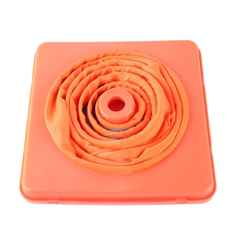 Retractable LED warning cone rolled spiral with center opening on orange base
