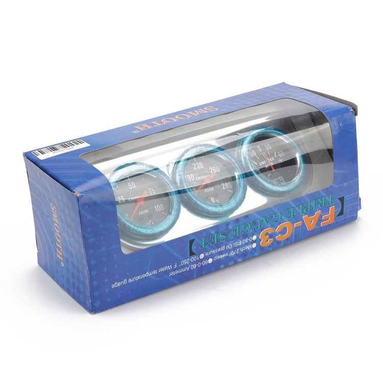 Retail box for triple 3-in-1 car gauge meters with three dial windows