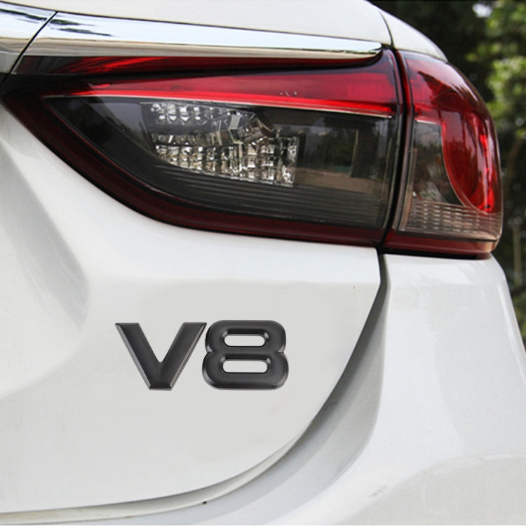 Matte black V8 metal body sticker emblem for car rear panel