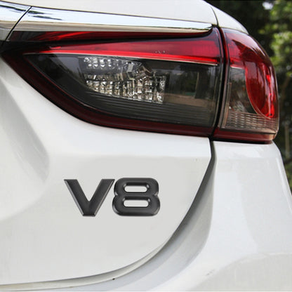 Matte black V8 metal body sticker emblem for car rear panel