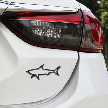 Shark-shaped car body metal decorative sticker, black shark outline on light car