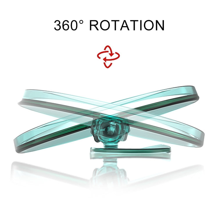 Blind spot mirror base with 360° rotation, clear teal arms and central support