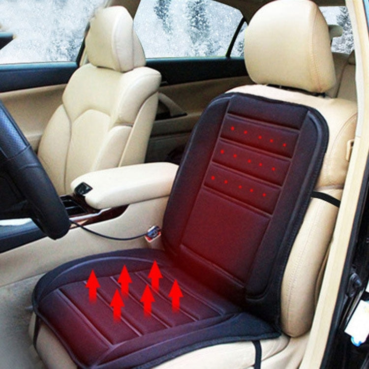 Car seat heating cushion pad with red heat indicator dots on seat and back sections