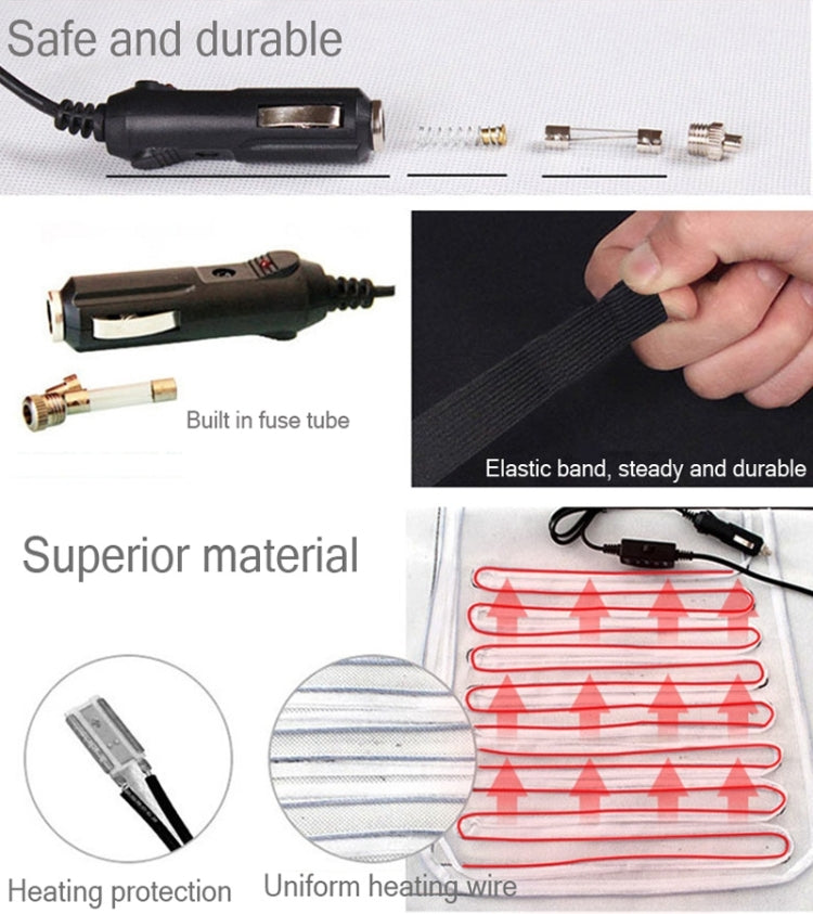 Car heating pad power plug set with inline fuse tube and connector attachments