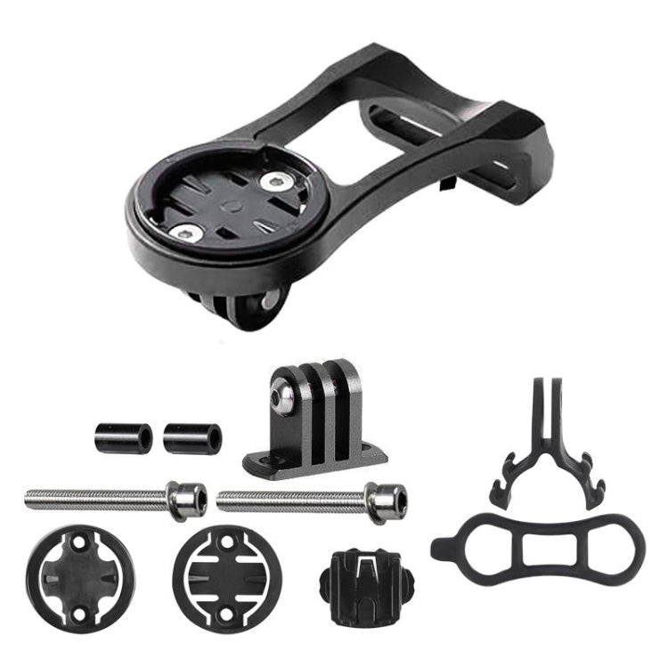 Black bike accessory mount bracket with adjustable screw and included mounting hardware