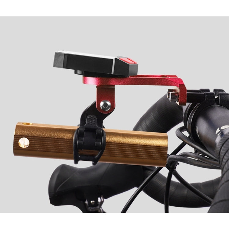 Black clamp-style bike mount attached to handlebar with gold bar and bolt hardware