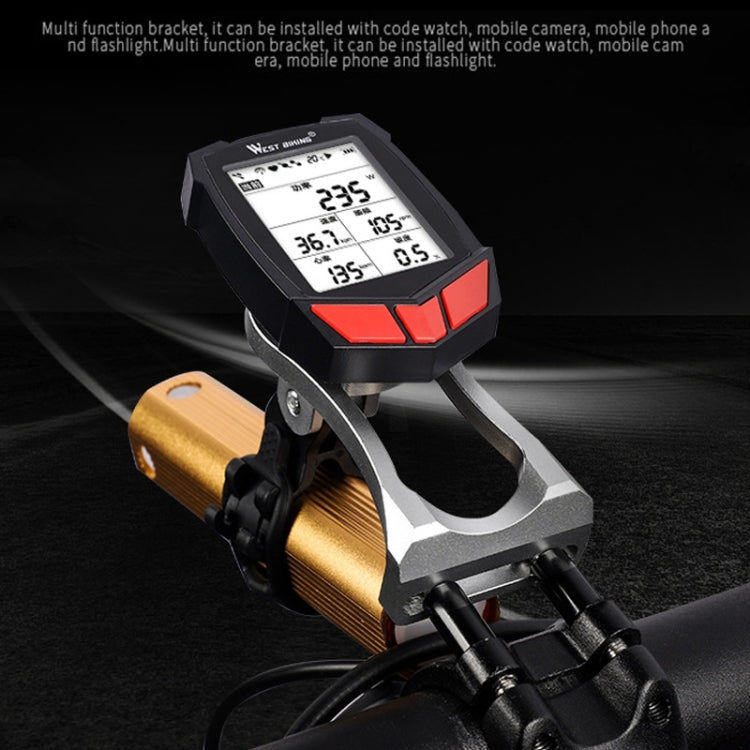 Black bike accessory bracket holding a cycling computer on a front mount