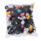Hole plastic rivet push clips, black assortment with white and colored heads