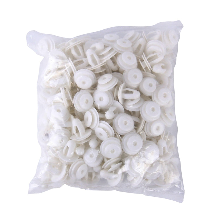 Hole plastic rivet push clips, white, sealed pack with many clips