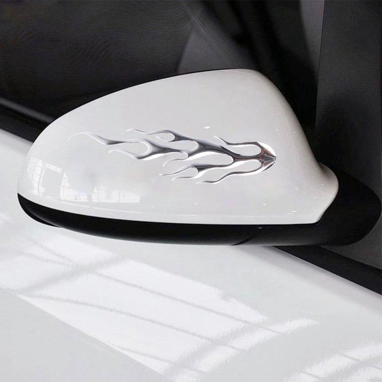 Silver flame pattern car sticker decal on side mirror