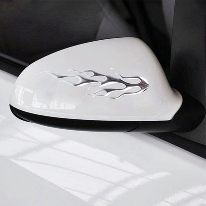 Silver flame pattern car sticker decal on side mirror