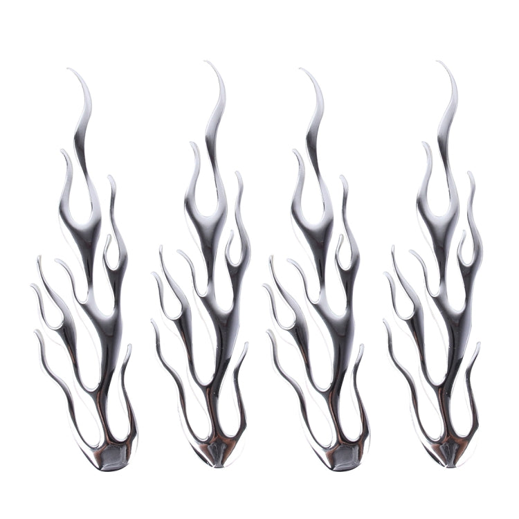 Set of silver flame-shaped car sticker decals