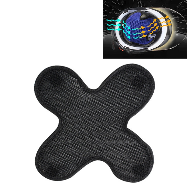 Black cross-shaped motorcycle helmet honeycomb mesh pad with textured surface