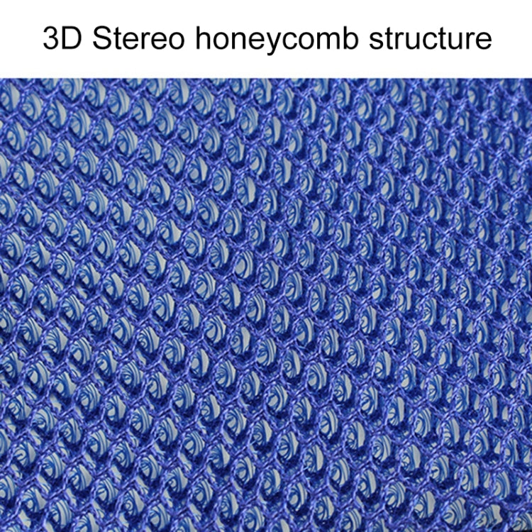 Blue 3D honeycomb mesh texture pad material close-up
