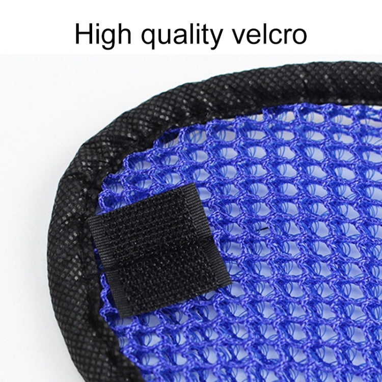 Blue honeycomb mesh helmet pad with black Velcro hook patch