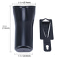Black umbrella holder with mounting clip, size diagram shown