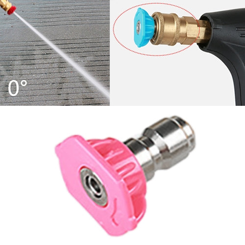 Pink 0° high-pressure car wash nozzle tip with wide opening