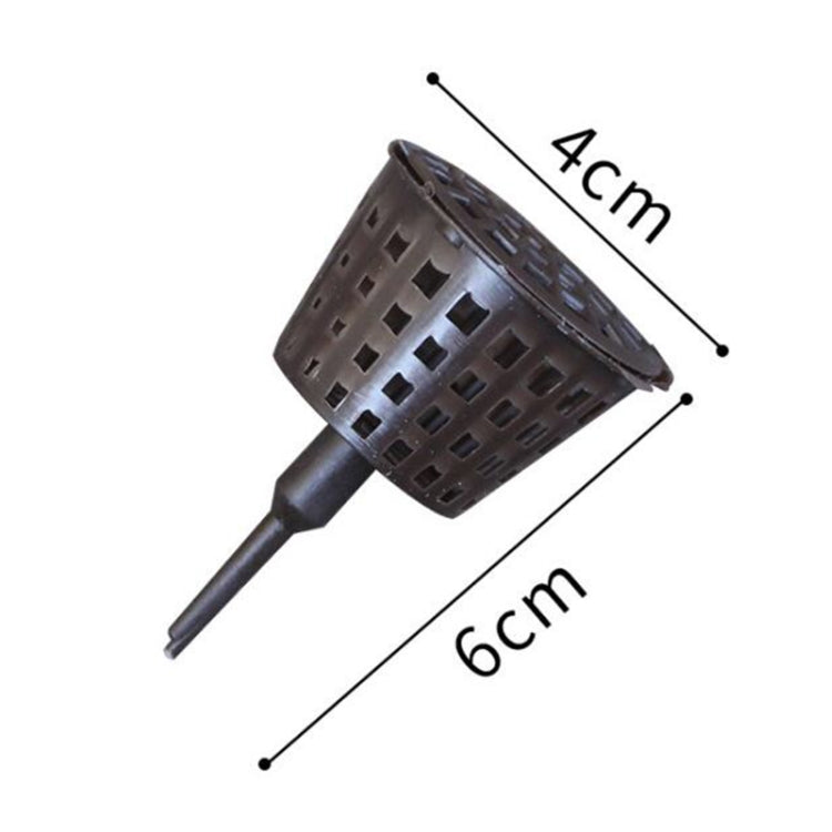 Perforated dark plastic bonsai fertilizer dispenser with round cover; 6 x 4 cm