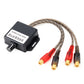 Car audio volume control module with RCA plugs and audio cable bundle, red and black
