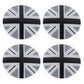 Four round England flag wheel center cover decals with Union Jack design