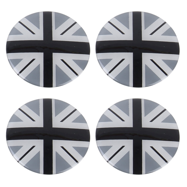 Four round England flag wheel center cover decals with Union Jack design