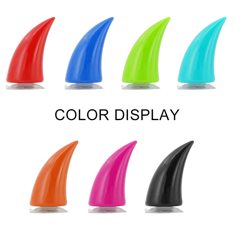 Set of devil horn suction decorations in red, blue, neon green, and teal colors
